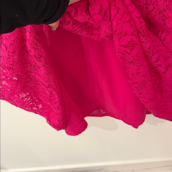 Nanette Lepore Fuchsia Lace Collared Button Down Dress‎ sz 4 - Picture 9 of 11